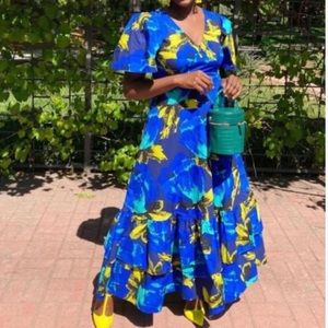 Christopher John Rogers blue floral maxi dress